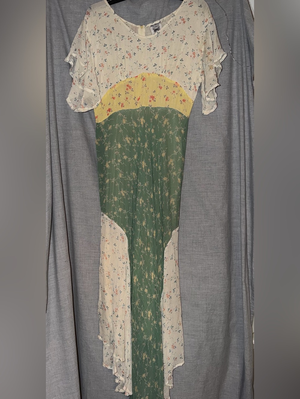 Boho Floral Maxi Dress in Green, Yellow, Cream Size Small will also fit Medium